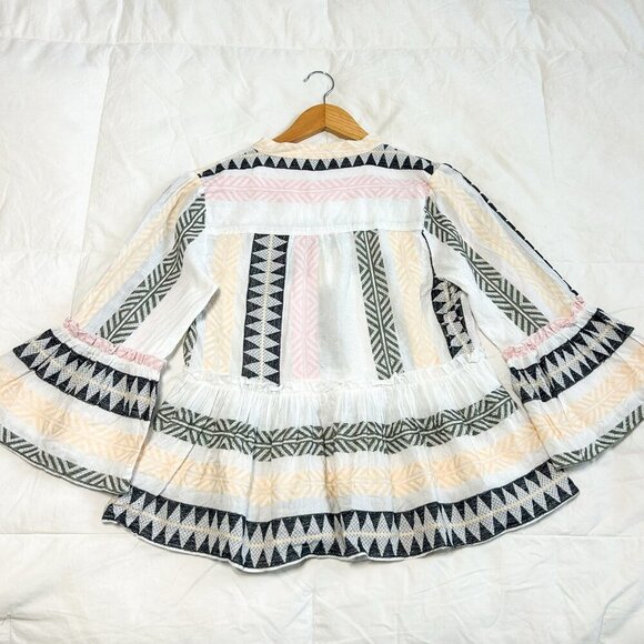 NWOT Mi Ami Francesca’s Wendy Boho Embroidered Bell Sleeve Peplum Blouse Small - Picture 8 of 8
